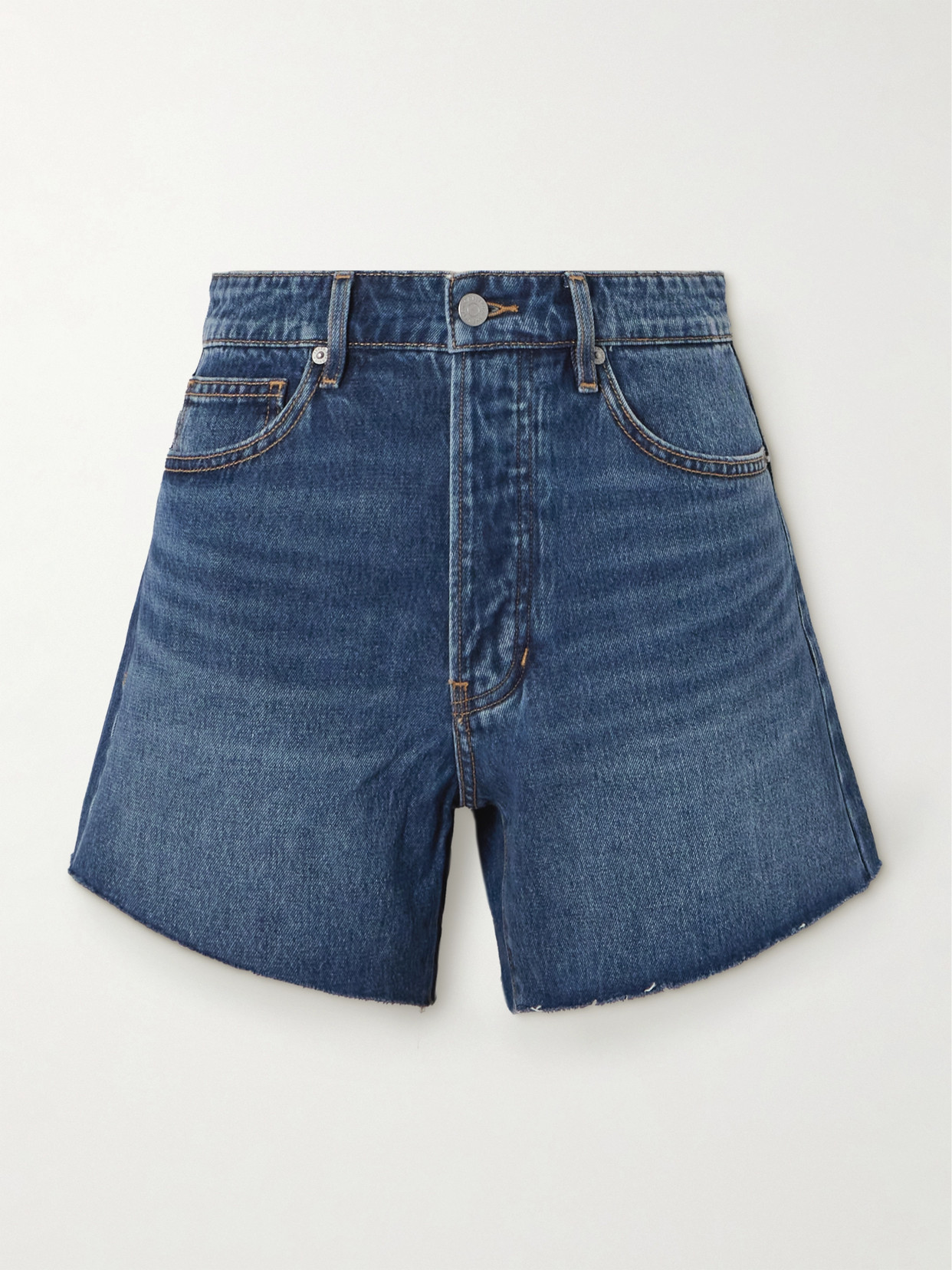 Veronica Beard Ellis Frayed Denim Shorts In Blue