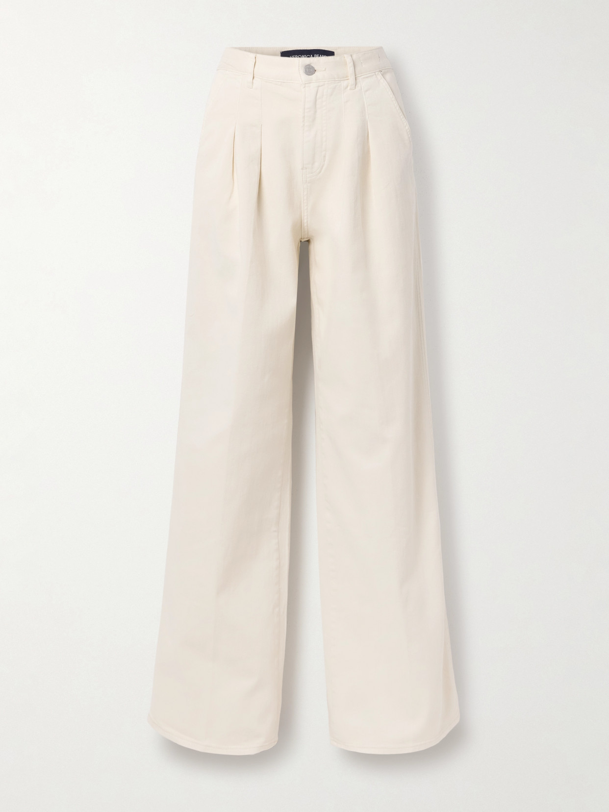 Veronica Beard Mia Pleated High-rise Wide-leg Jeans In Ecru