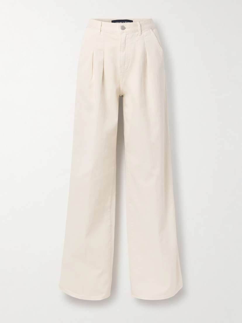 Veronica Beard Mia Pleated High-rise Wide-leg Jeans