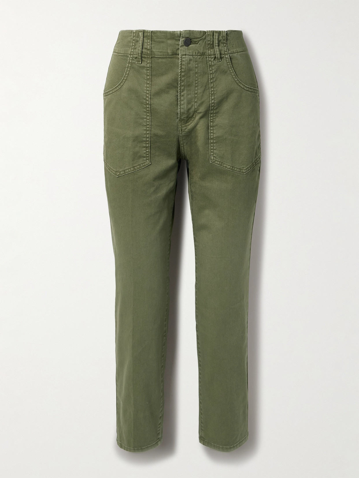 Veronica Beard Arya Cropped Cotton-blend Twill Straight-leg Pants In Green