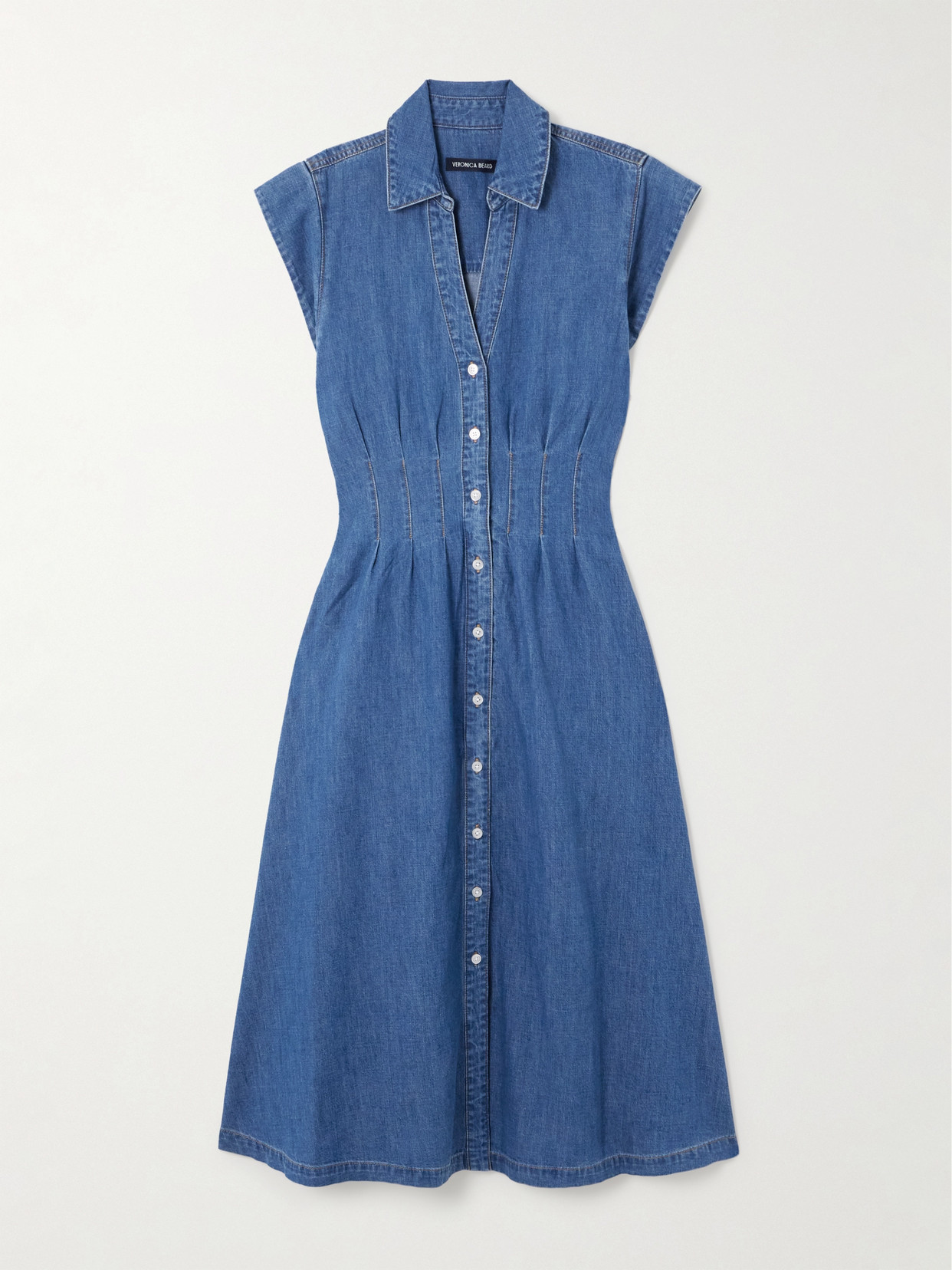 Veronica Beard Ruben Denim Midi Shirt Dress In Blue