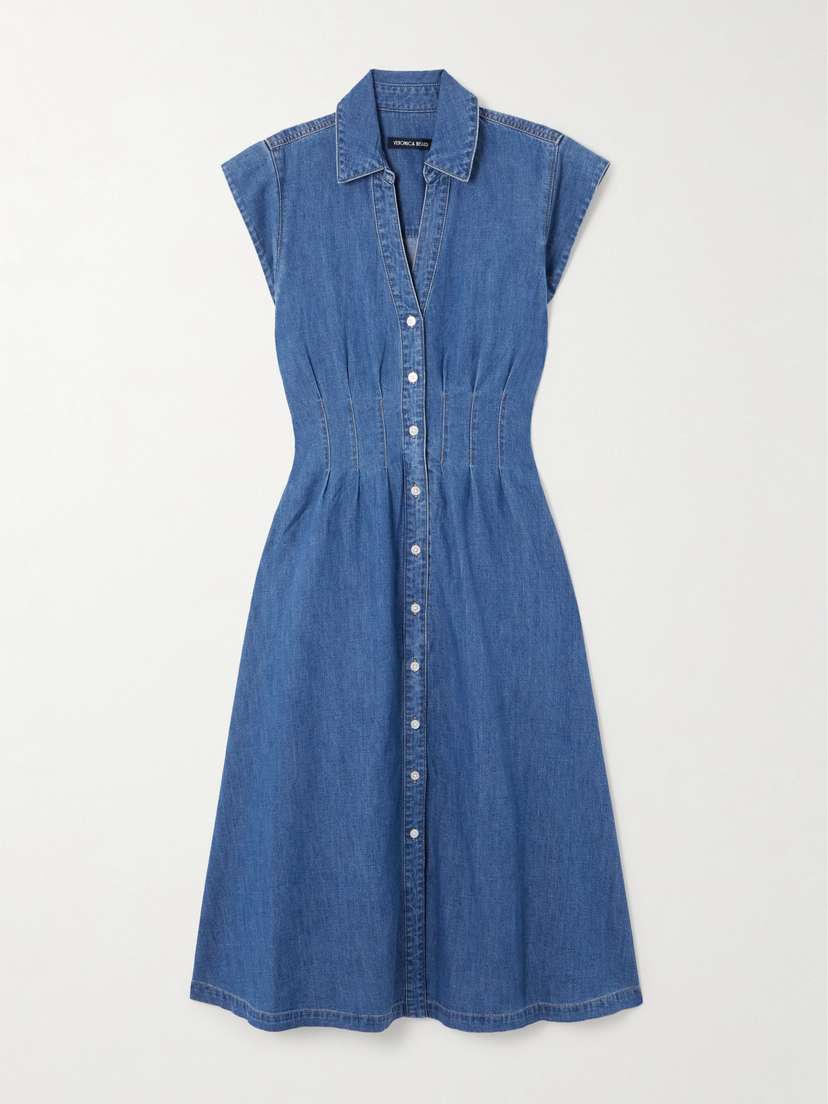 Veronica Beard Ruben Denim Midi Shirt Dress