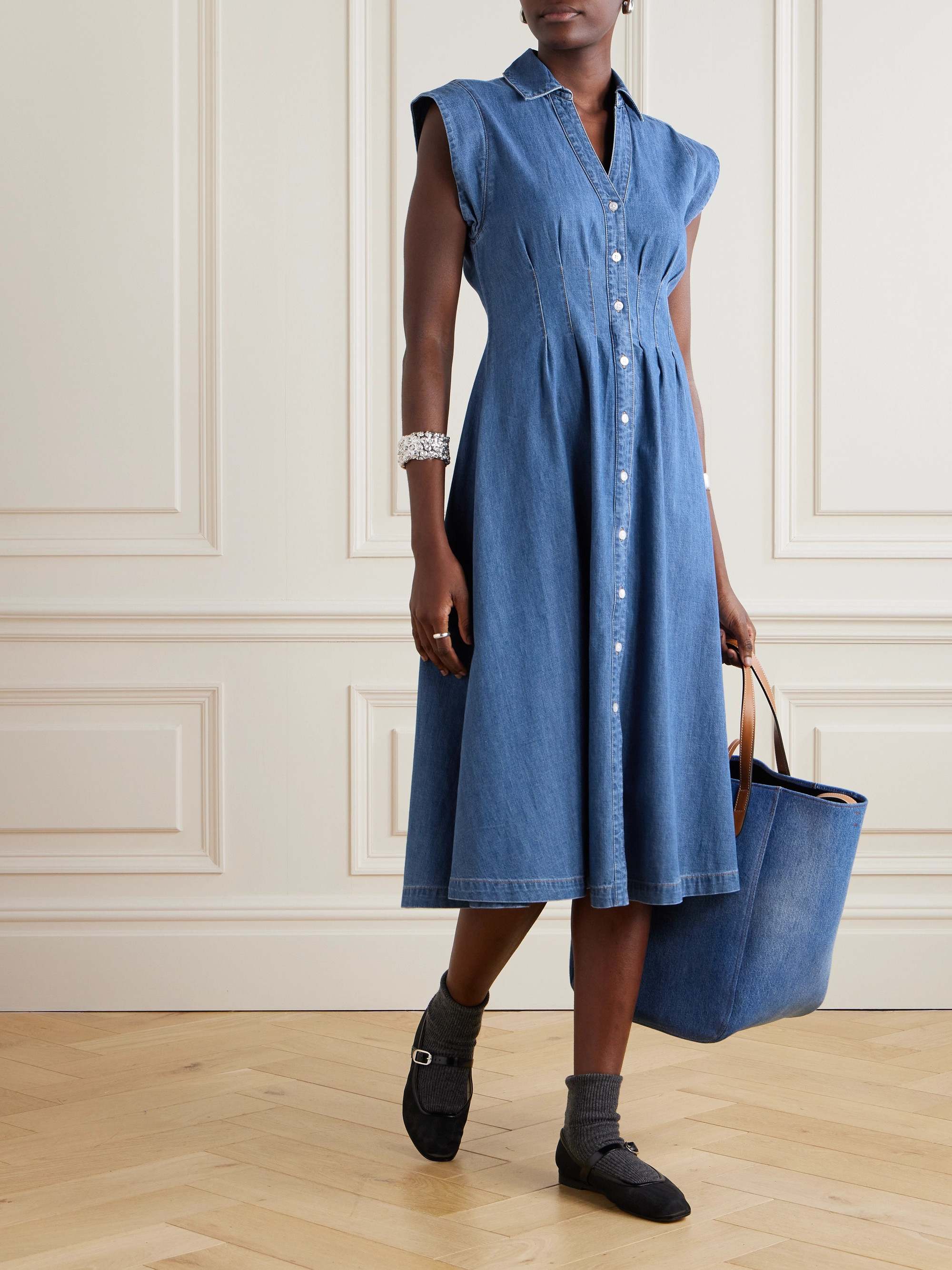 Veronica Beard Ruben denim midi shirt dress