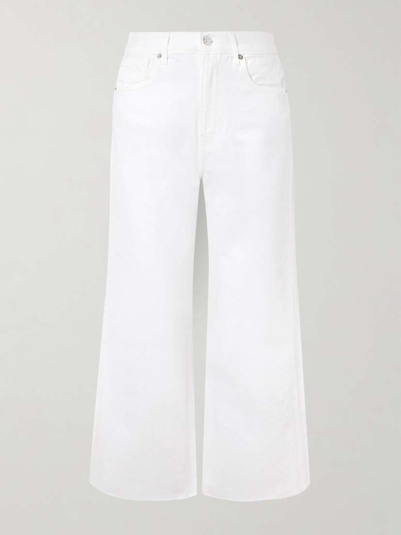 Veronica Beard Taylor Cropped Frayed High-rise Wide-leg Jeans