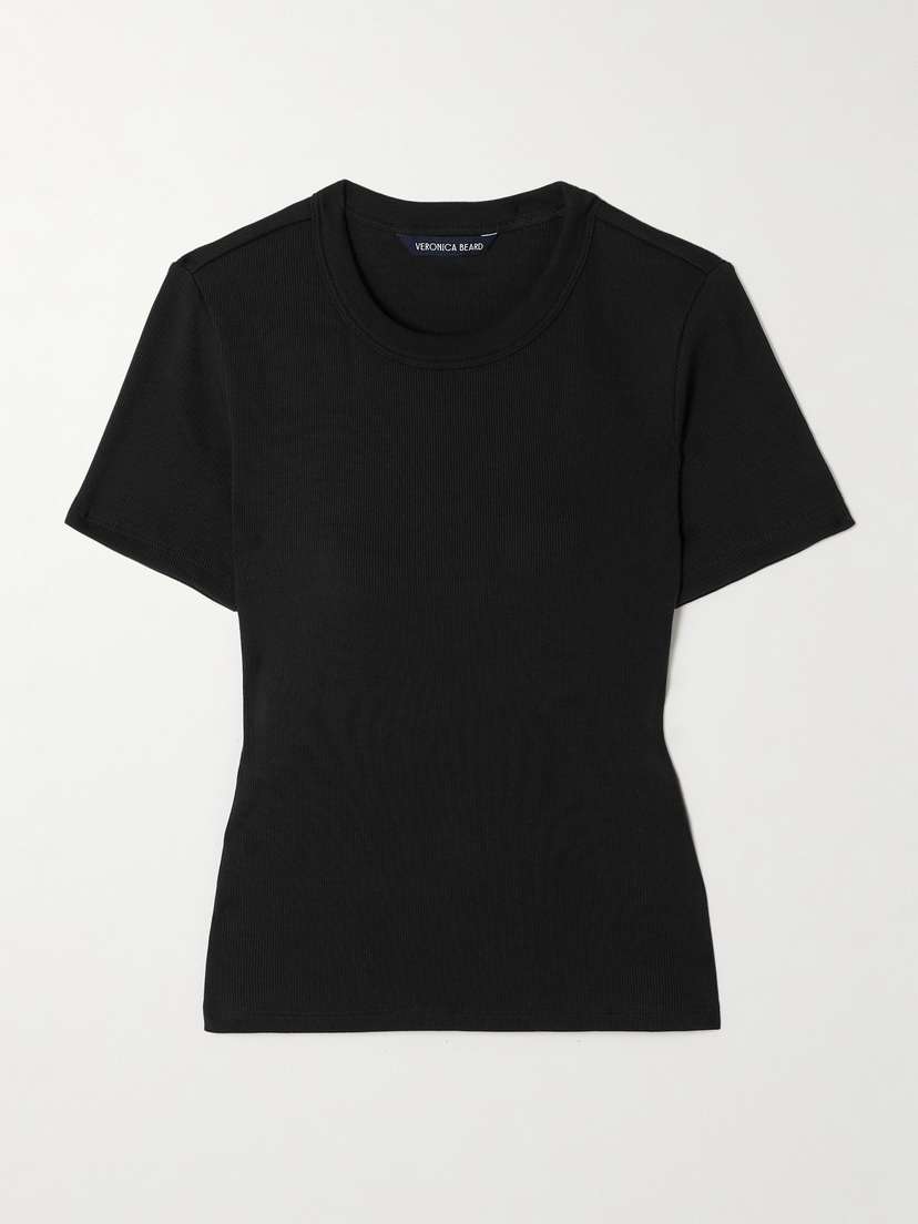 Veronica Beard Pruitt Ribbed Stretch Pima Cotton-jersey T-shirt - x small