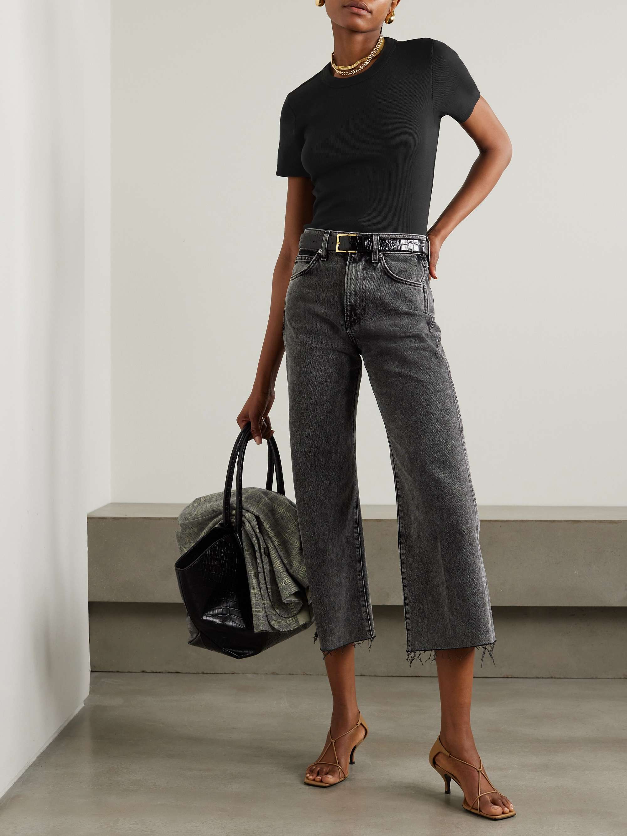 VERONICA BEARD Pruitt ribbed stretch Pima cotton jersey T shirt NET A PORTER