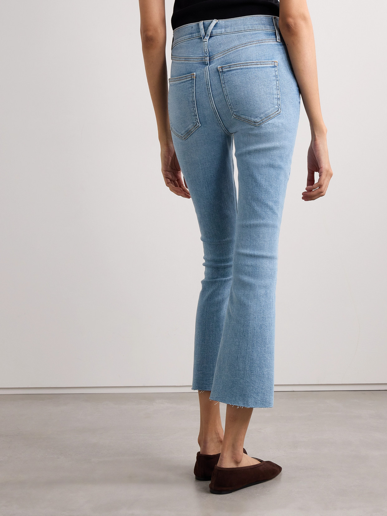 Shop Veronica Beard Carolina Cropped High-rise Flared Jeans In Blue