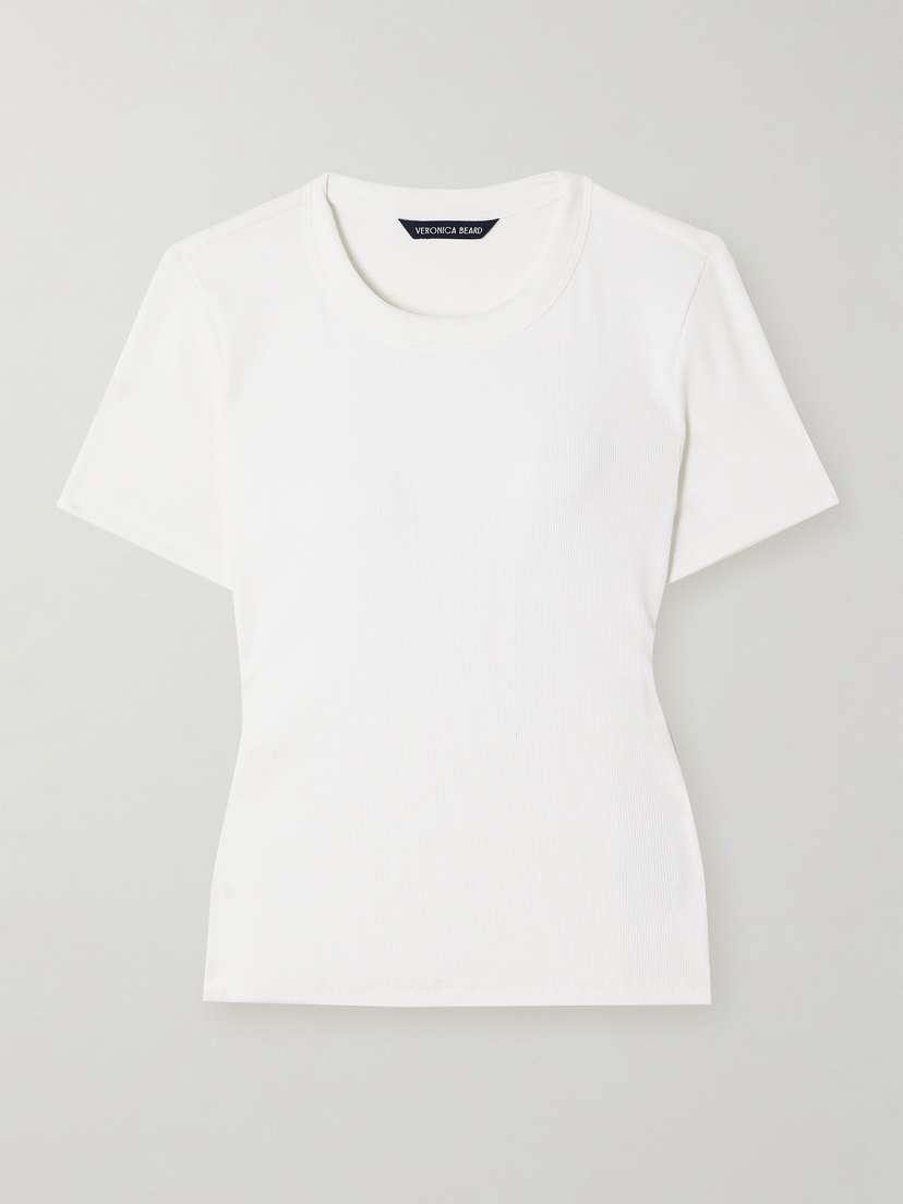Veronica Beard Pruitt Ribbed Stretch Pima Cotton-jersey T-shirt