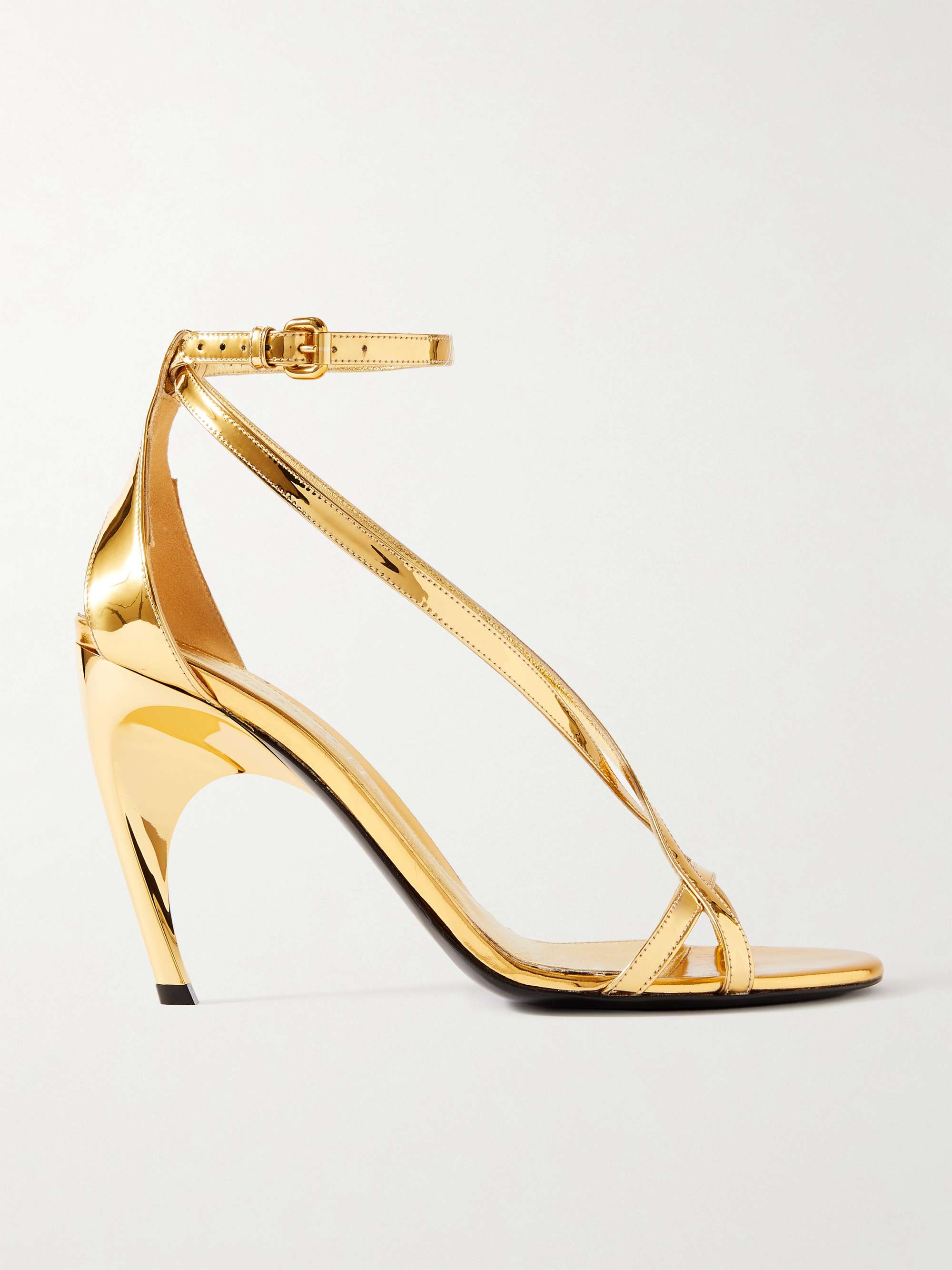 ALEXANDER MCQUEEN Armadillo metallic leather sandals | NET-A-PORTER