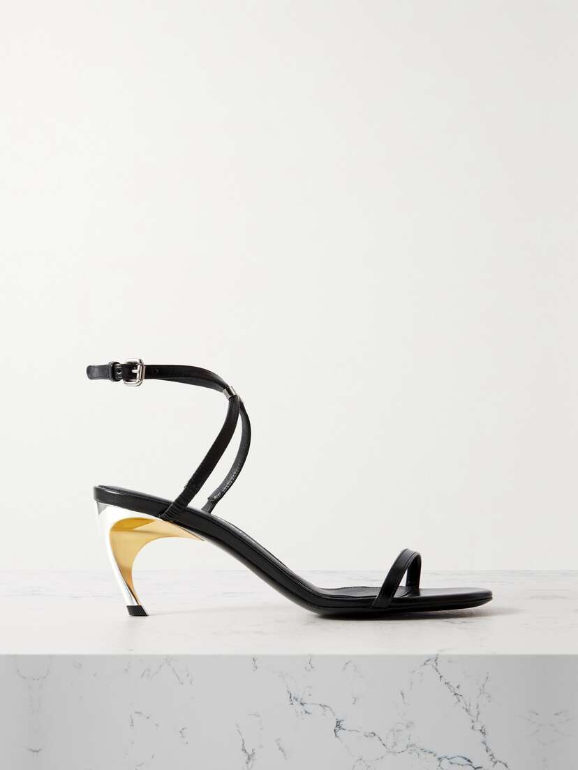 McQueen Armadillo Embellished Leather Sandals