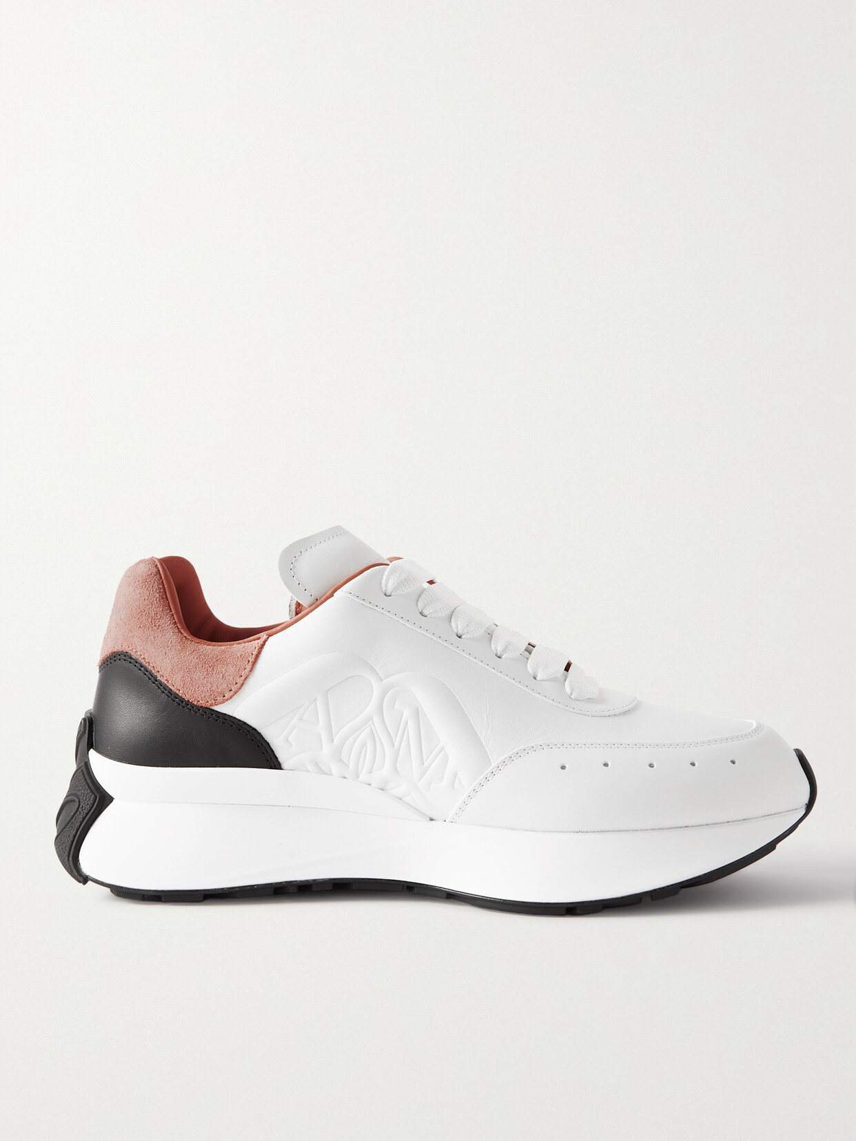 Alexander McQueen - Sprint Runner Embossed Suede-trimmed Leather Exaggerated-sole Sneakers - Neutrals