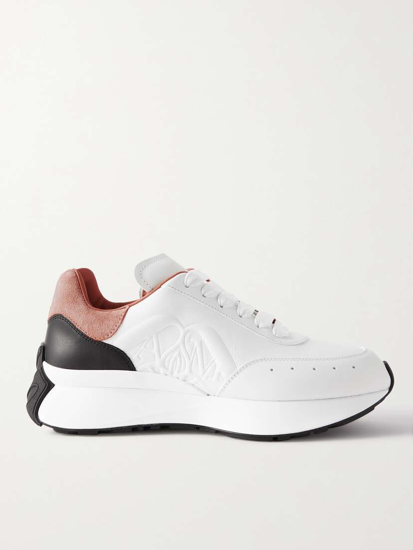 Alexander McQueen Sprint Runner Embossed Suede-trimmed Leather Exaggerated-sole Sneakers - EU 40