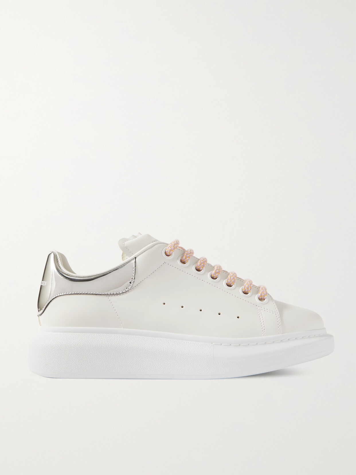 Alexander McQueen - Matte And Mirrored-leather Exaggerated-sole Sneakers - White