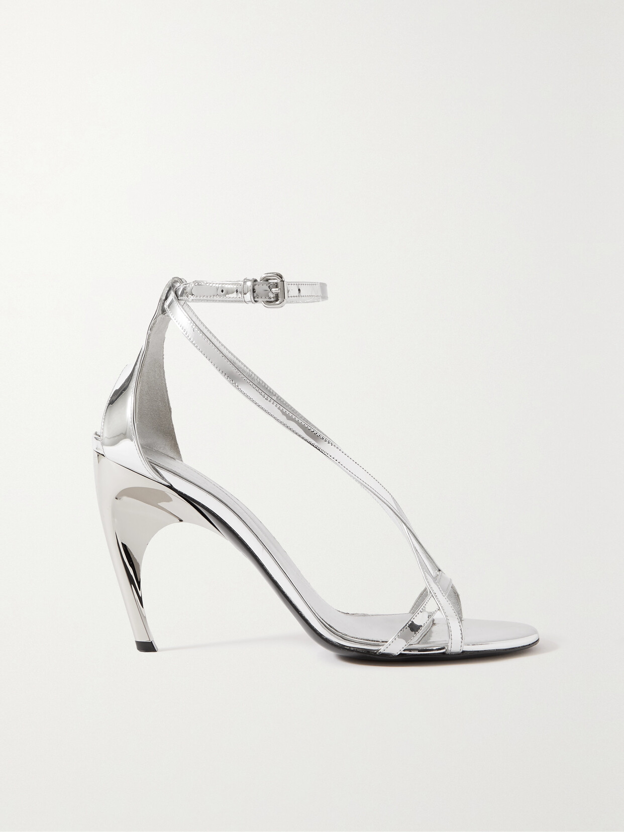 Alexander McQueen Armadillo Mirrored-leather Sandals - Silver