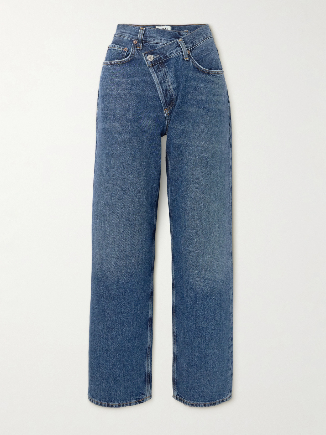 Shop Agolde Criss Cross Boyfriend Recycled Jeans In Blue