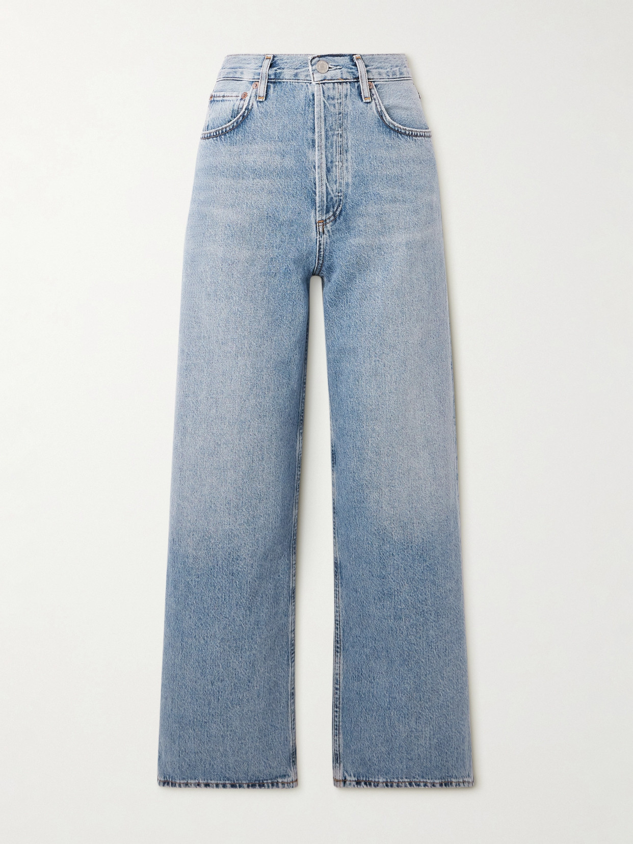 Shop Agolde Ren Cropped High-rise Wide-leg Jeans In Blue