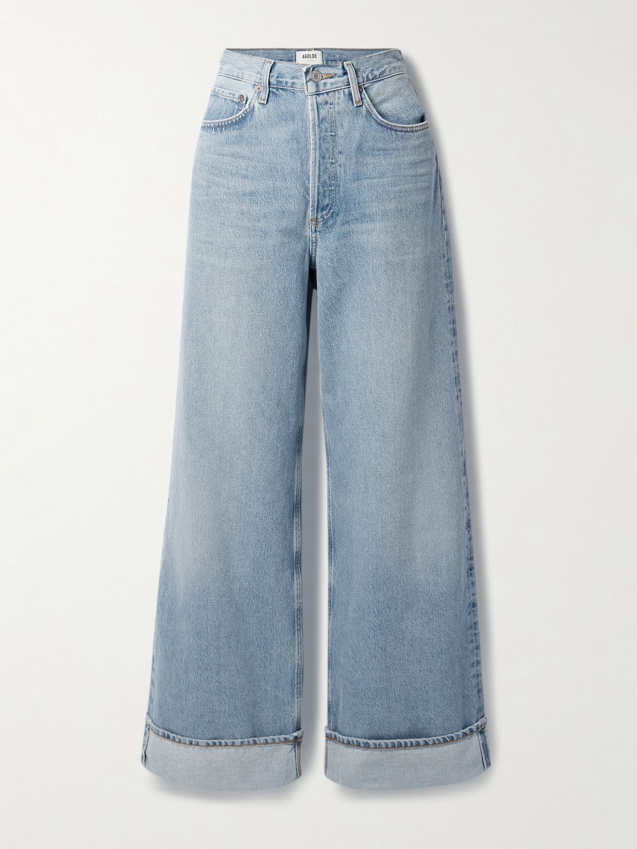 Shop Agolde Dame High-rise Wide-leg Jeans In Blue