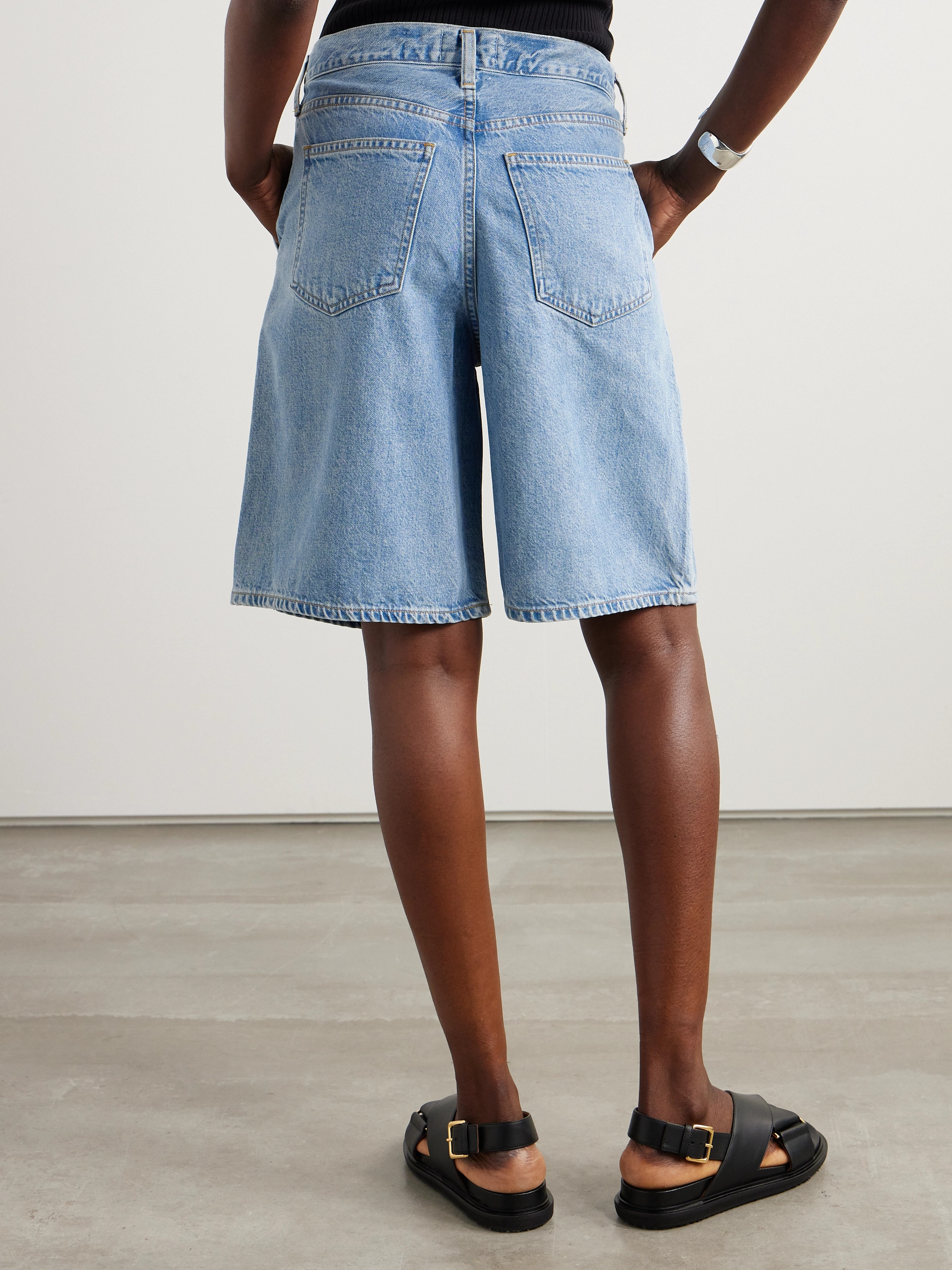 Agolde Ellis pleated denim shorts thumbnail