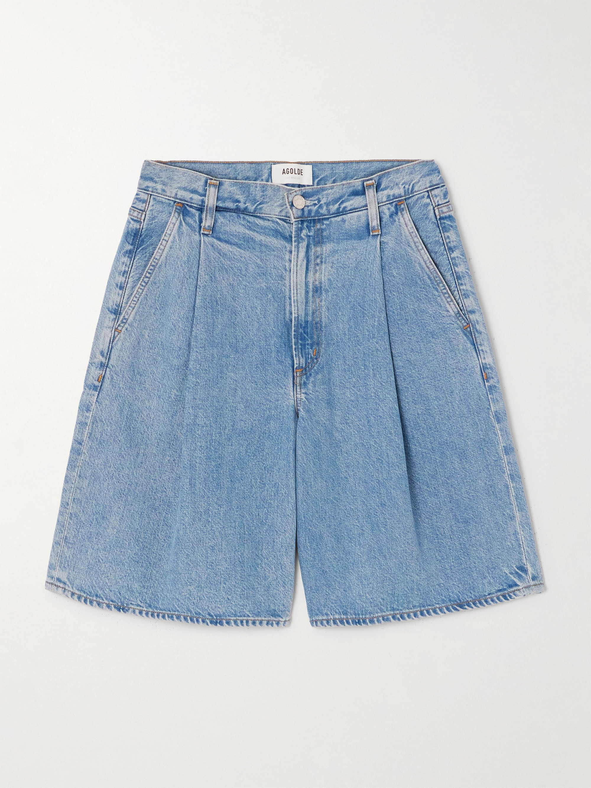 Agolde Ellis pleated denim shorts thumbnail