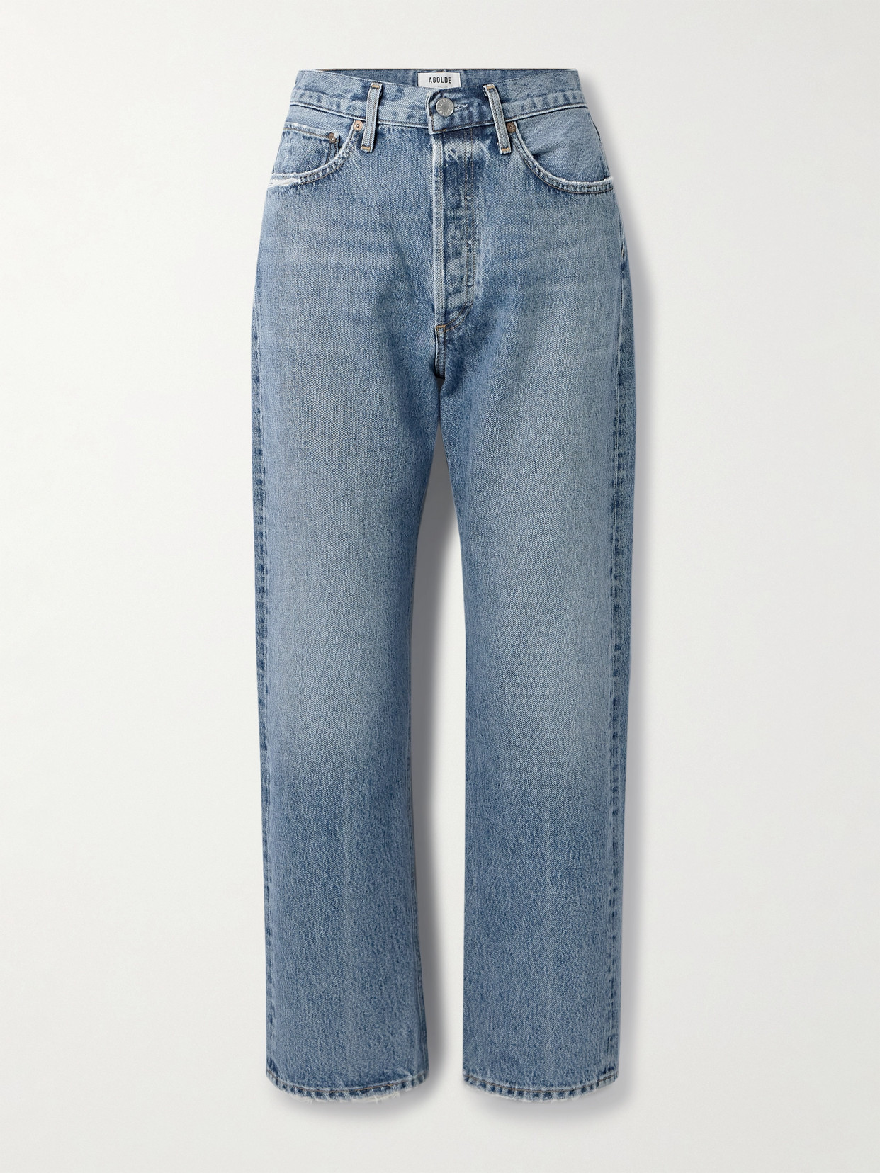 Agolde '90s Cropped Mid-rise Straight-leg Organic Jeans In Blue