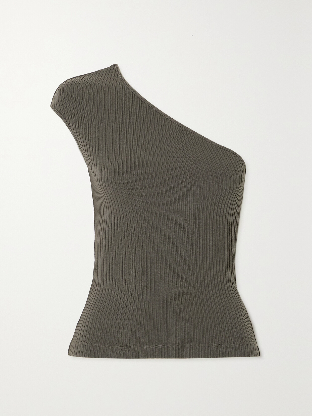 AGOLDE Nessa One-shoulder Ribbed Stretch-organic Cotton Tank - Green