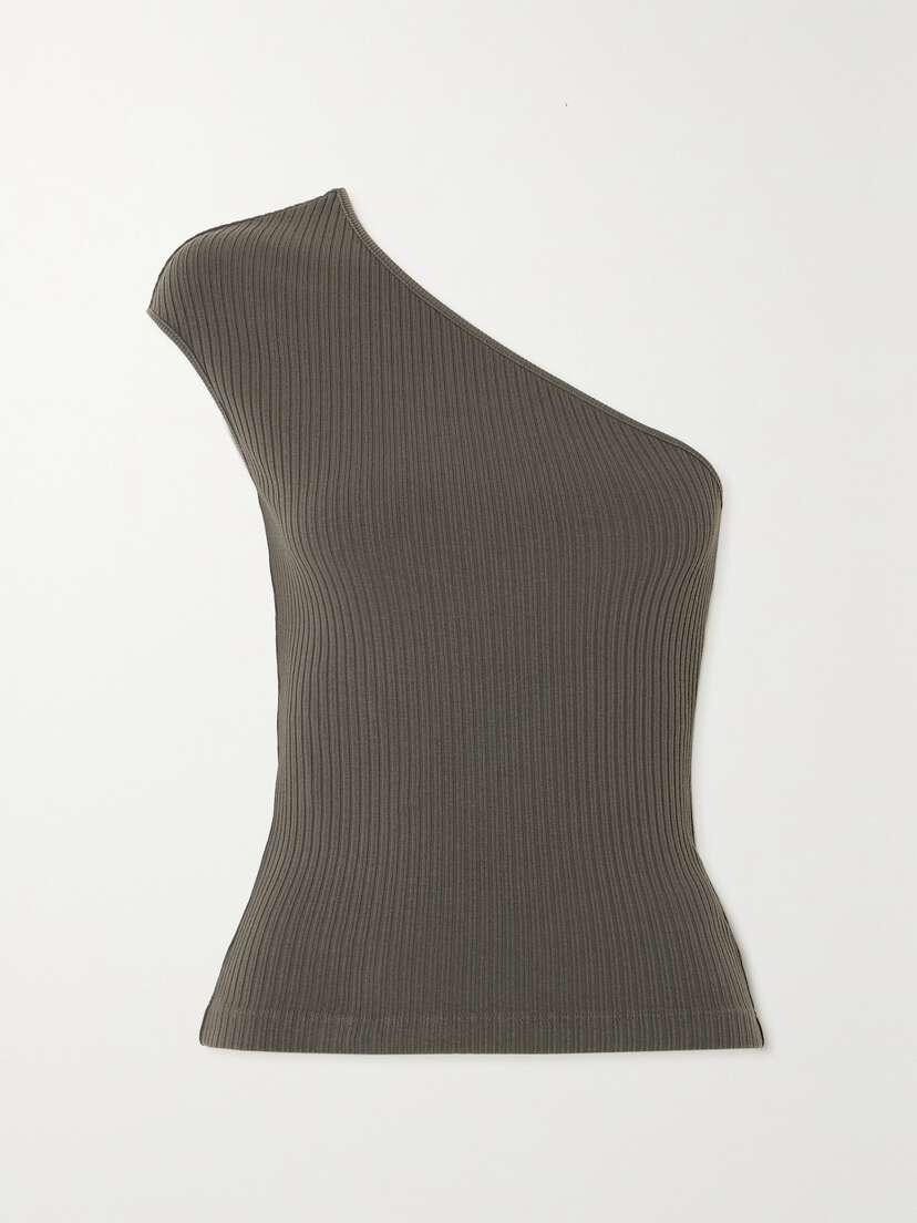 AGOLDE Nessa One-shoulder Ribbed Stretch-organic Cotton Tank - x large