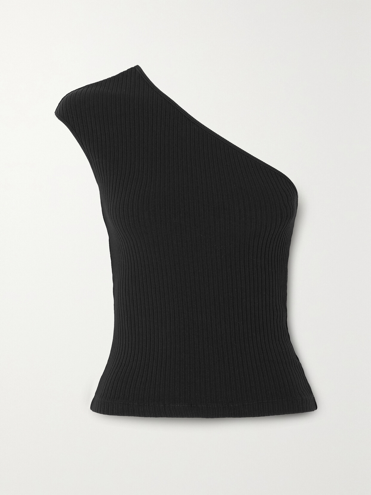 AGOLDE - Nessa One-shoulder Ribbed Stretch-organic Cotton Tank - Black