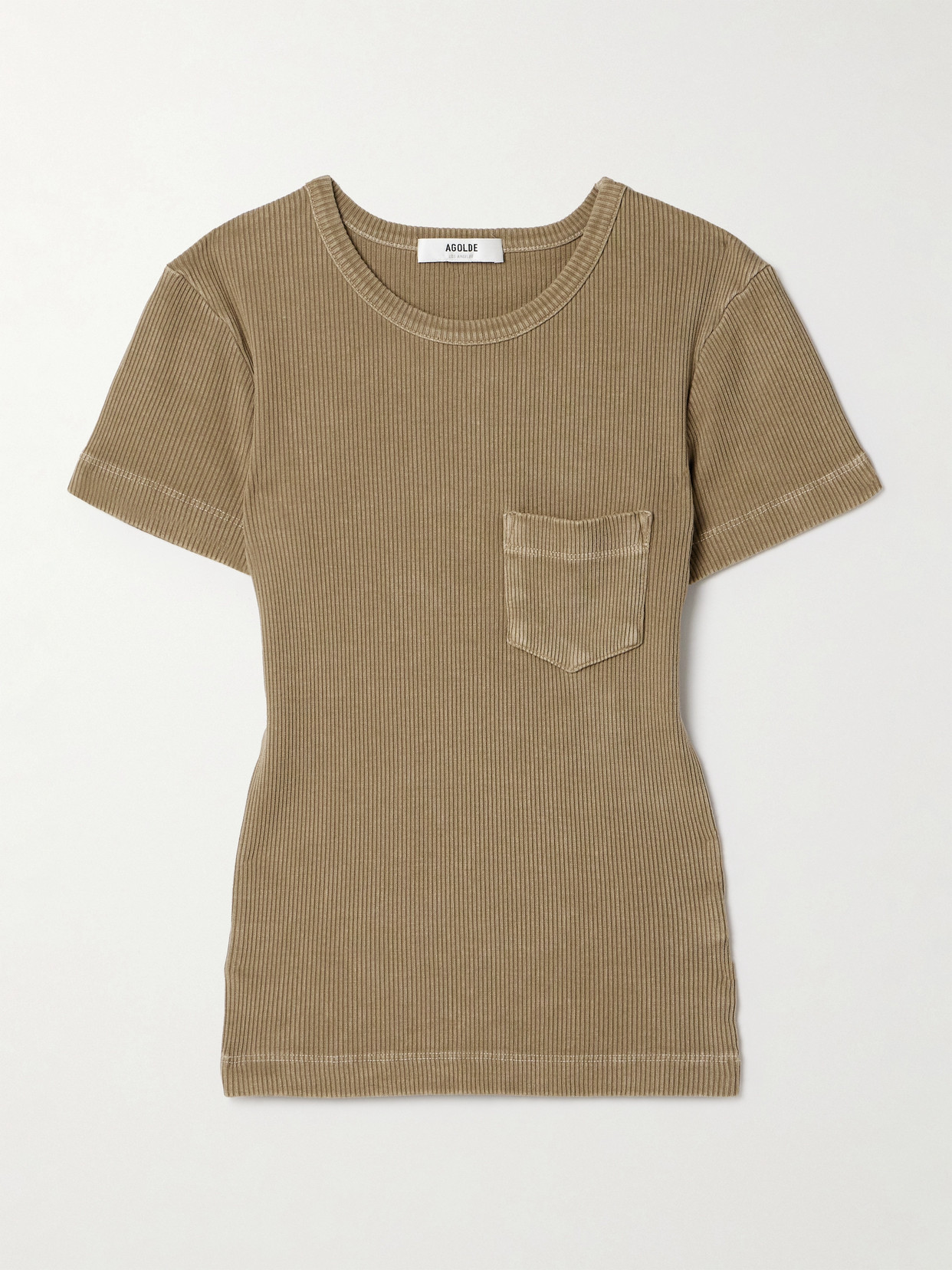 AGOLDE - Arlo Ribbed Jersey T-shirt - Brown