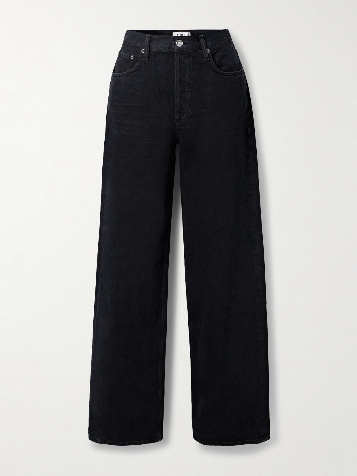 Shop Agolde Low Slung Puddle Boyfriend Jeans In Black