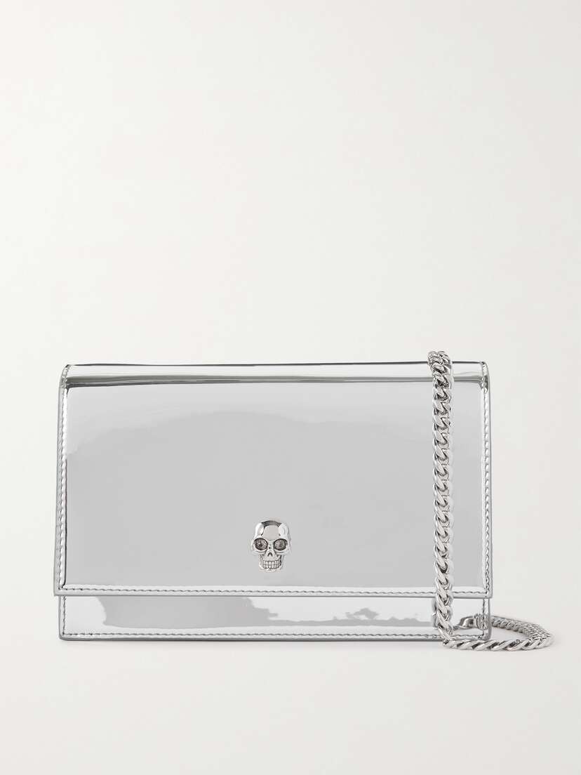 McQueen Skull Small Mirrored-leather Shoulder Bag
