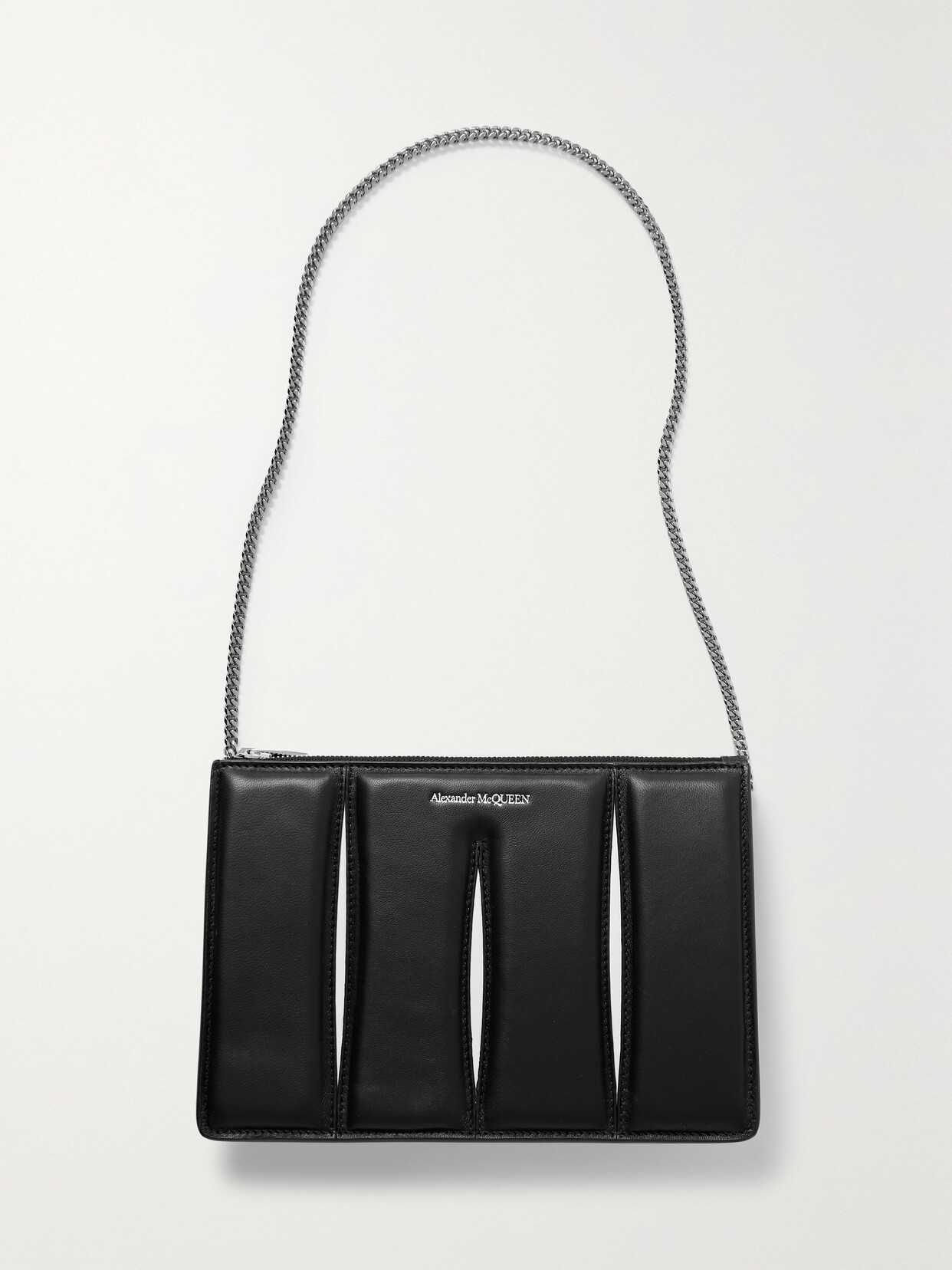 Alexander McQueen - The Slash Cutout Two-tone Leather Shoulder Bag - Black