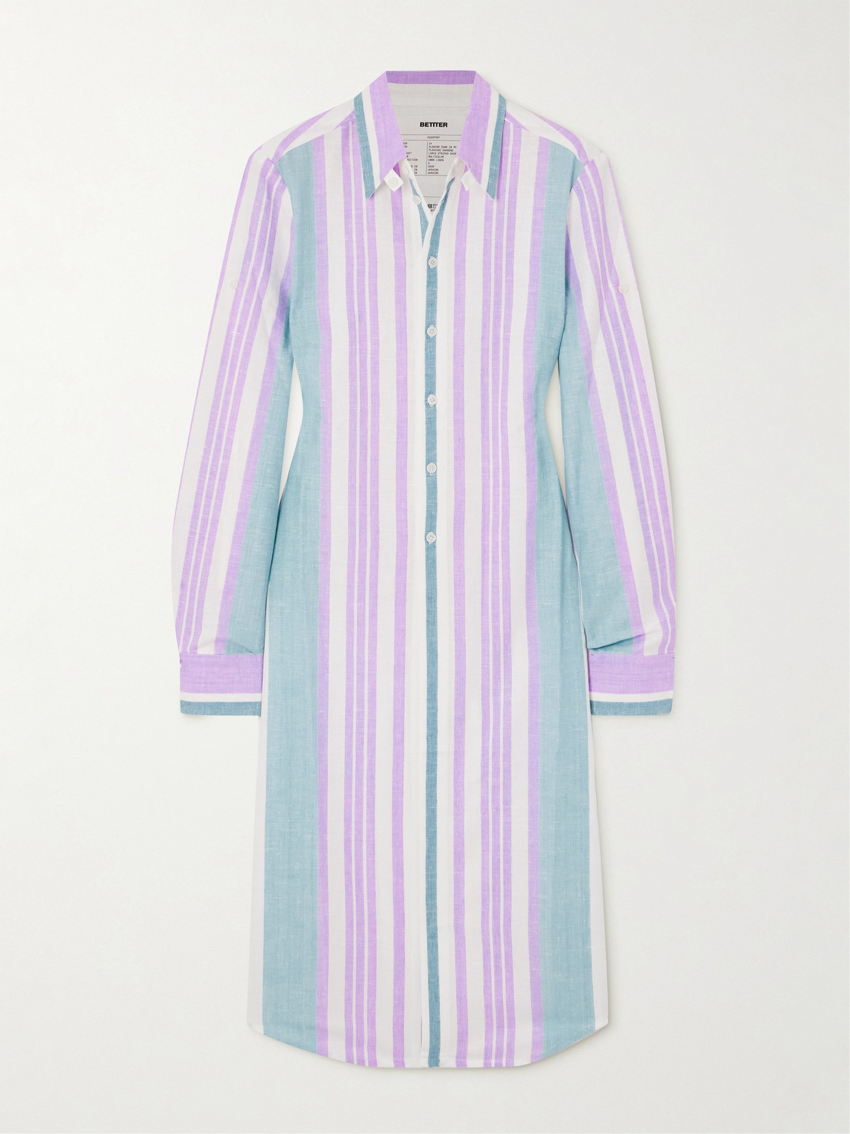 Bettter Lorca Striped Linen Midi Shirt Dress In Multi