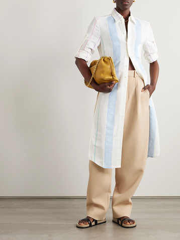 BETTTER Lorca striped linen midi shirt dress