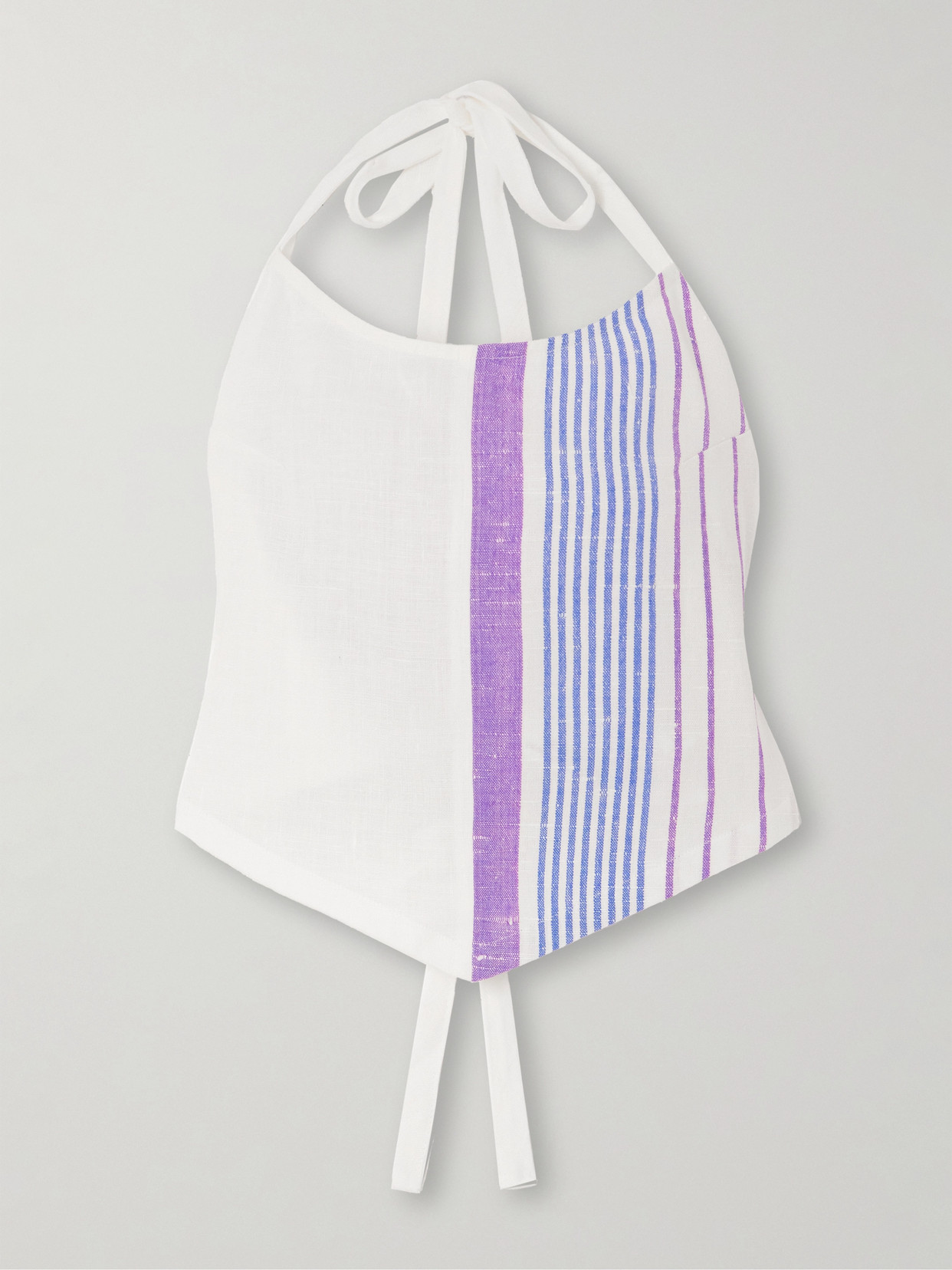 BETTTER - Cropped Striped Linen Halterneck Top - Multi