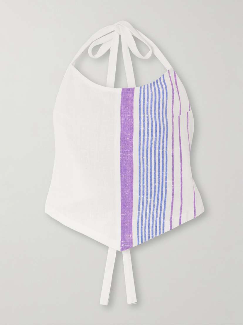 BETTTER Cropped Striped Linen Halterneck Top