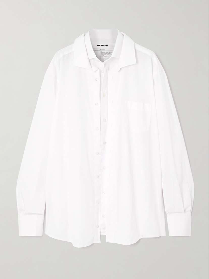 BETTTER Oversized Layered Cotton-poplin Shirt