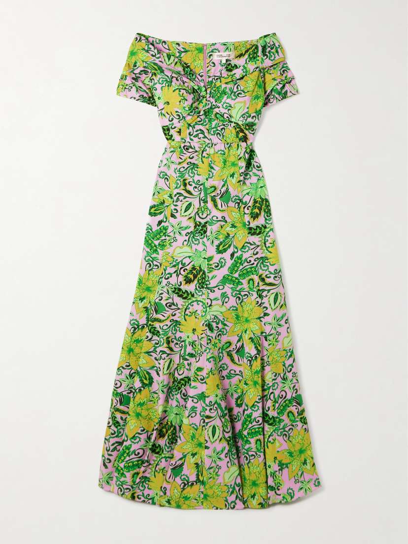Diane von Furstenberg Floral-print Cotton-blend Maxi Dress