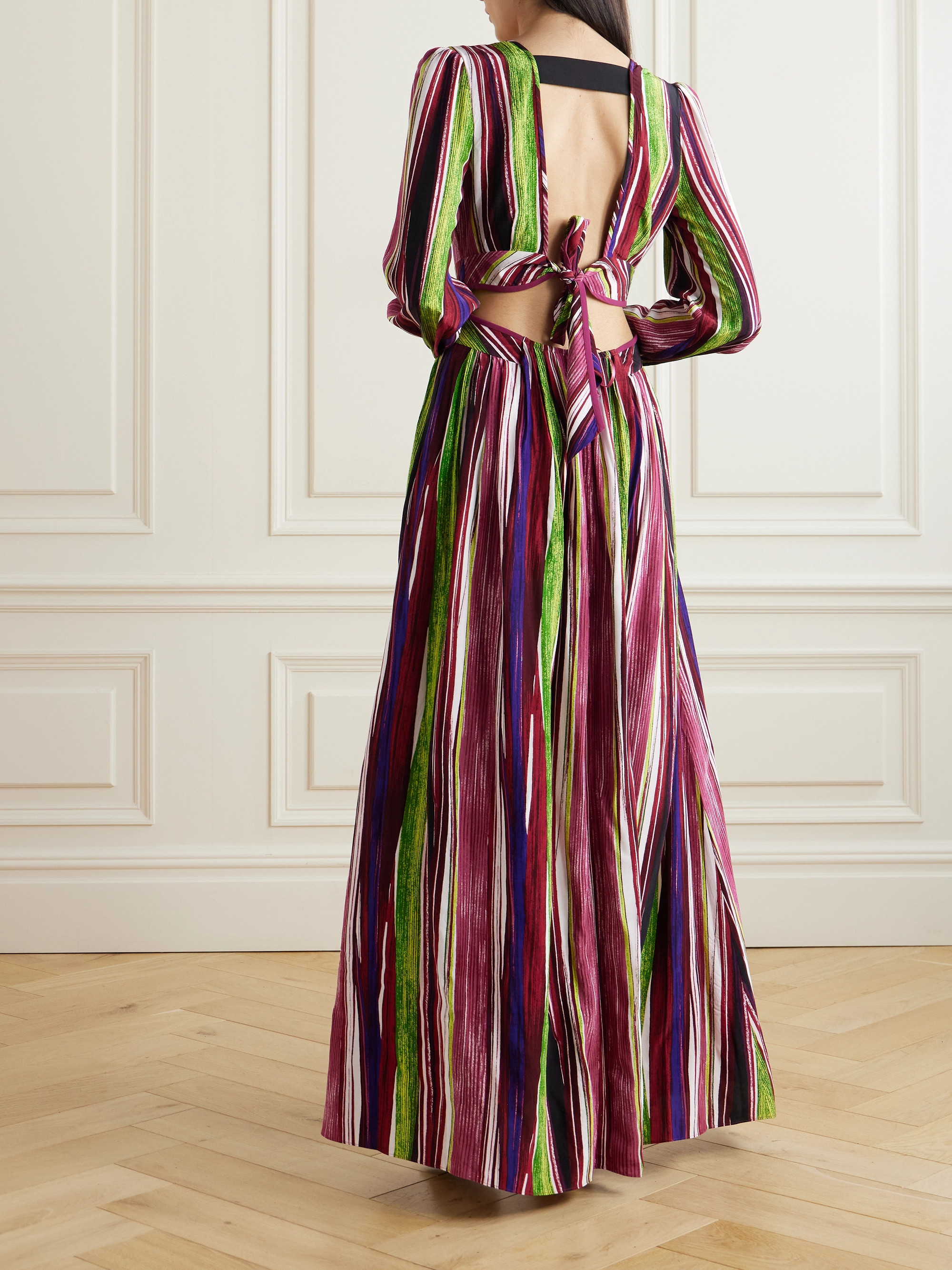 Diane von Furstenberg Jenifer cutout striped crepe maxi dress