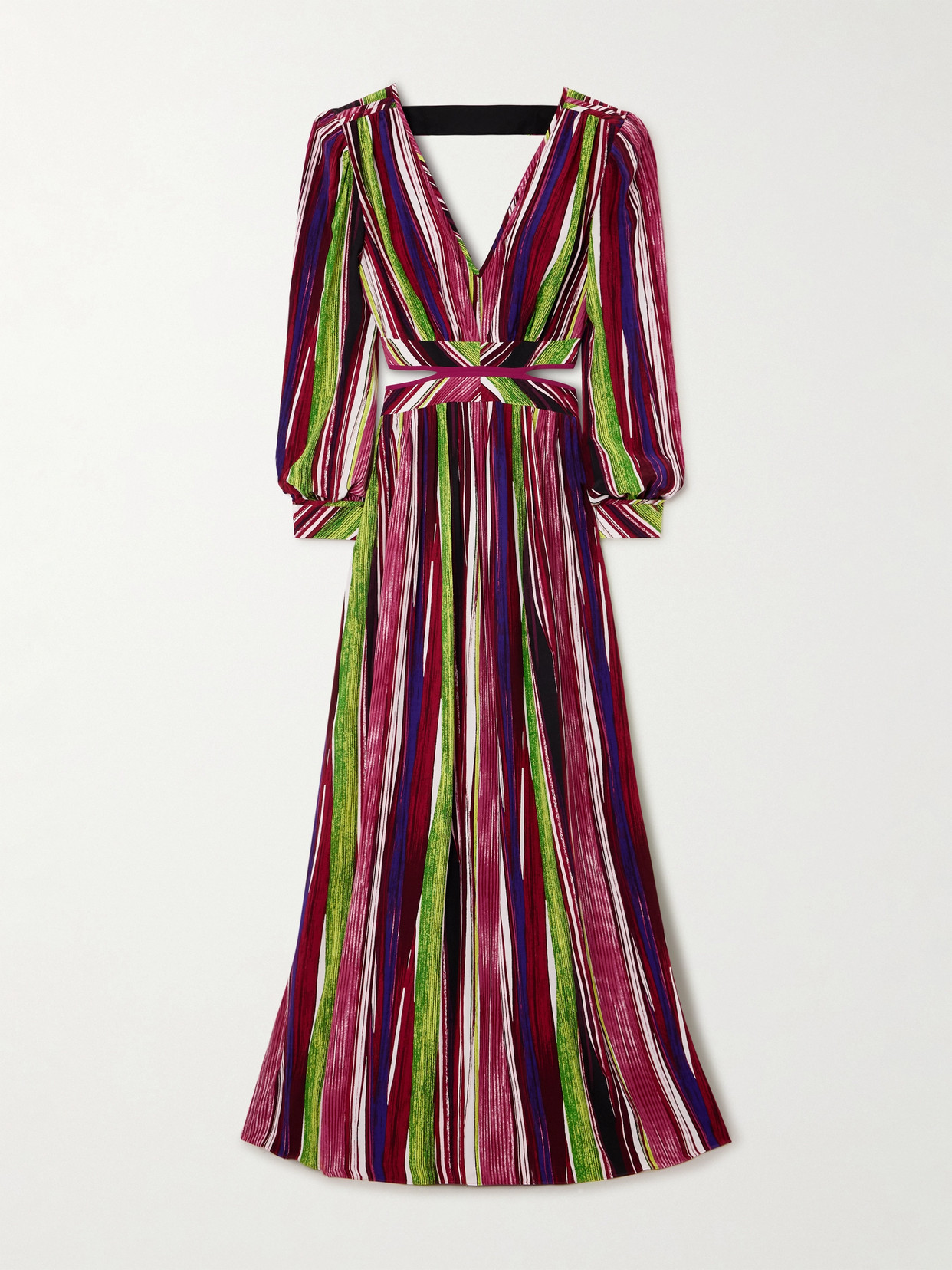 DIANE VON FURSTENBERG JENIFER CUTOUT STRIPED CREPE MAXI DRESS