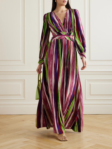 Diane von Furstenberg Jenifer cutout striped crepe maxi dress