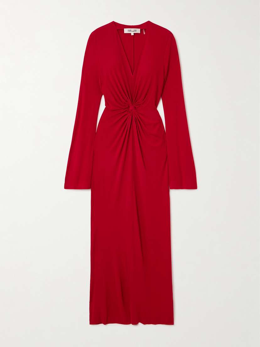 Diane von Furstenberg Lauren Knotted Jersey Maxi Dress - x large