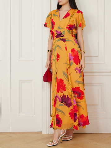 Diane von Furstenberg Bleuet ruffled floral-print crepe de chine midi dress