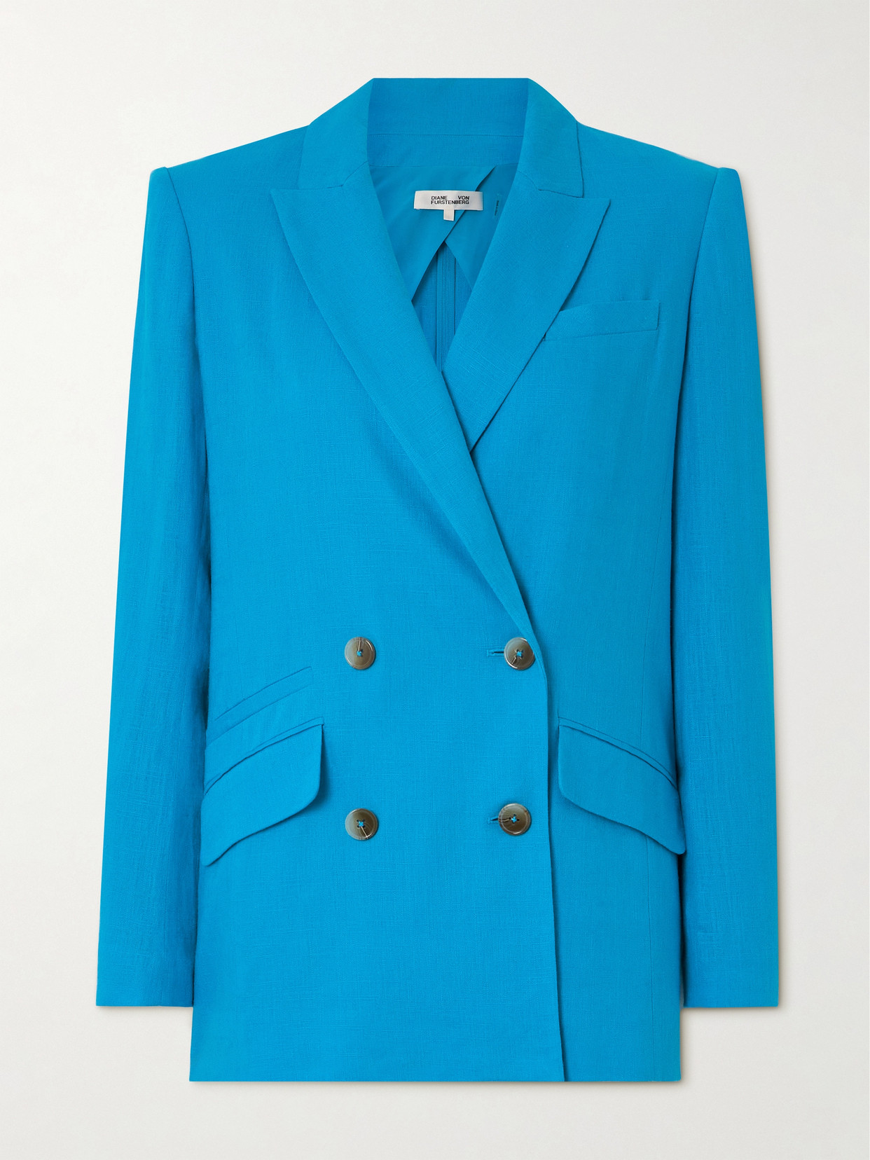Diane Von Furstenberg Chambray Double-breasted Blazer In Blue