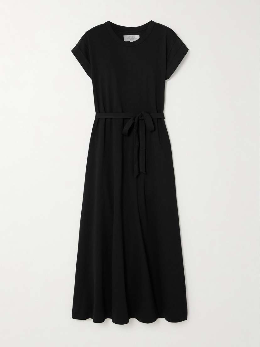 La Ligne Andie Belted Cotton-jersey Midi Dress - x large