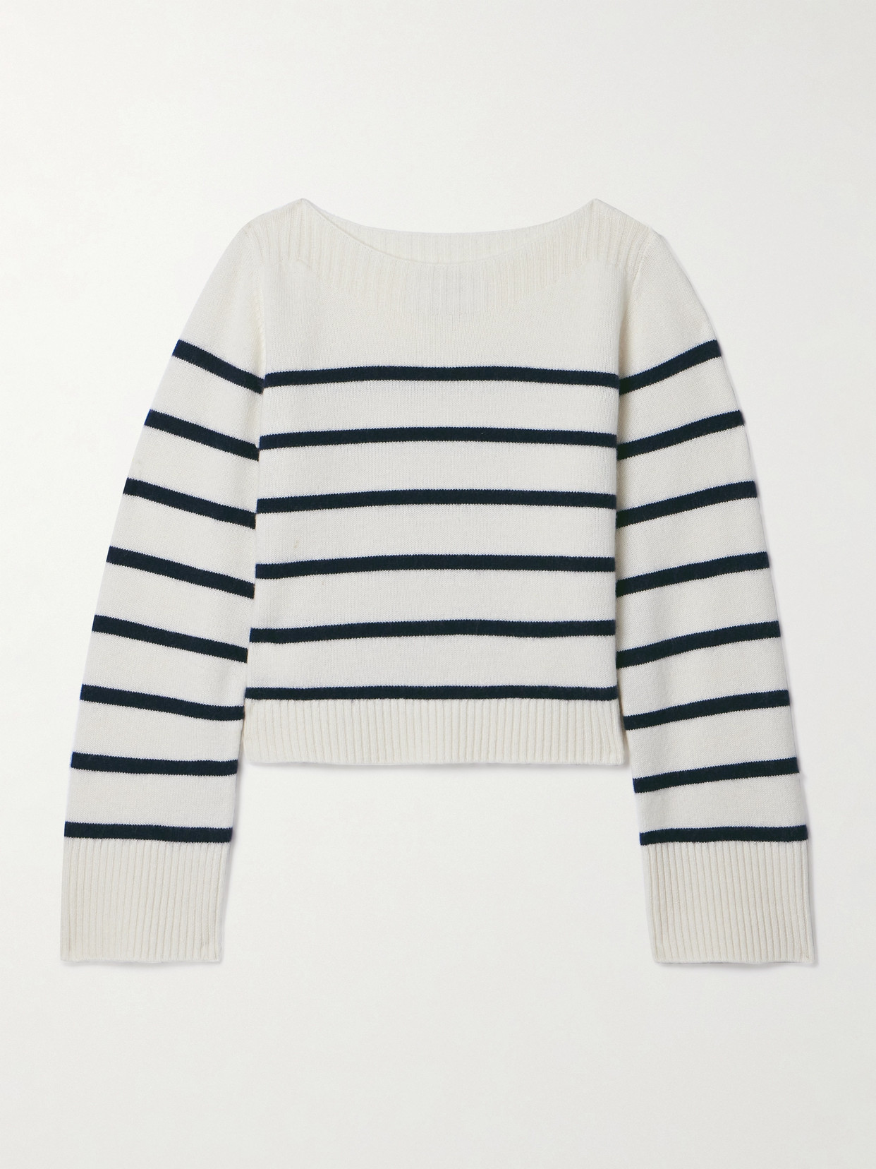 Shop La Ligne Breton Striped Cashmere Sweater In Cream