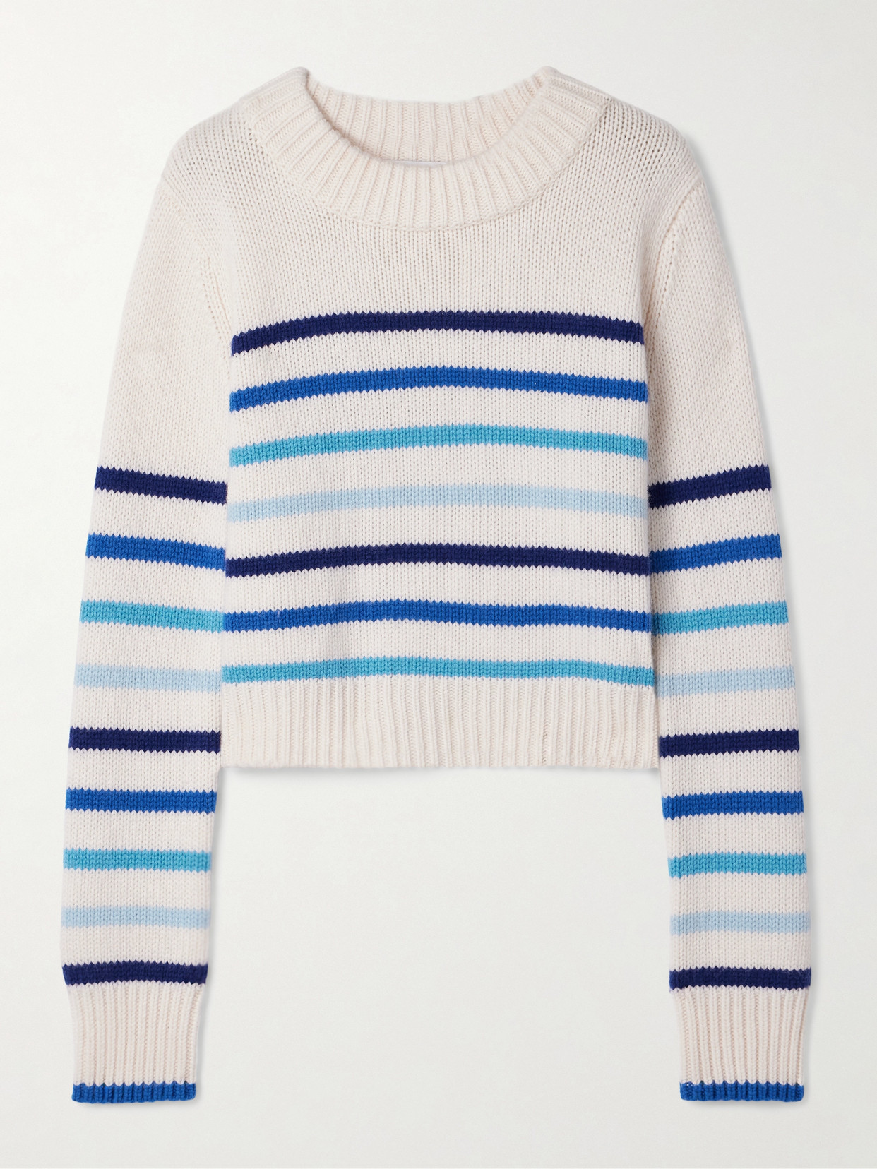 Shop La Ligne Mini Marin Striped Wool And Cashmere-blend Sweater In Cream