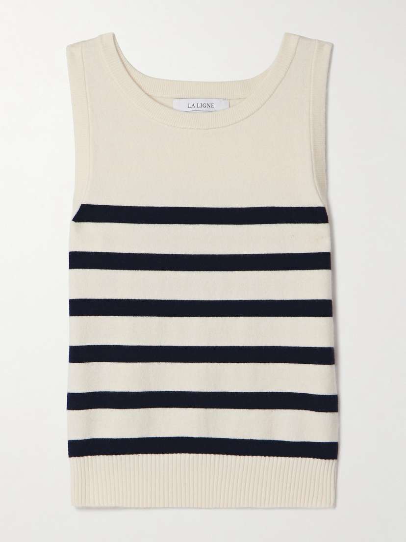 La Ligne Striped Cashmere-blend Tank - x large