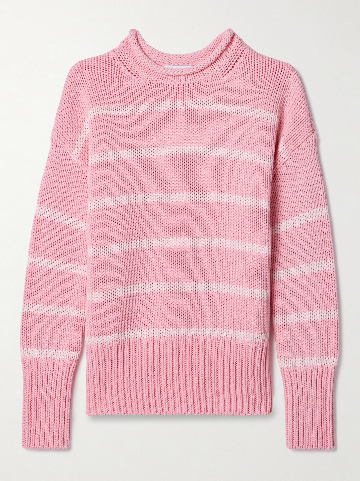 La Ligne - Marina Striped Cotton Sweater - Pink