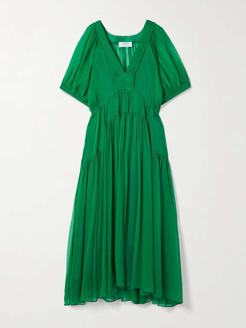La Ligne Constance Tiered Silk-chiffon Maxi Dress - x large