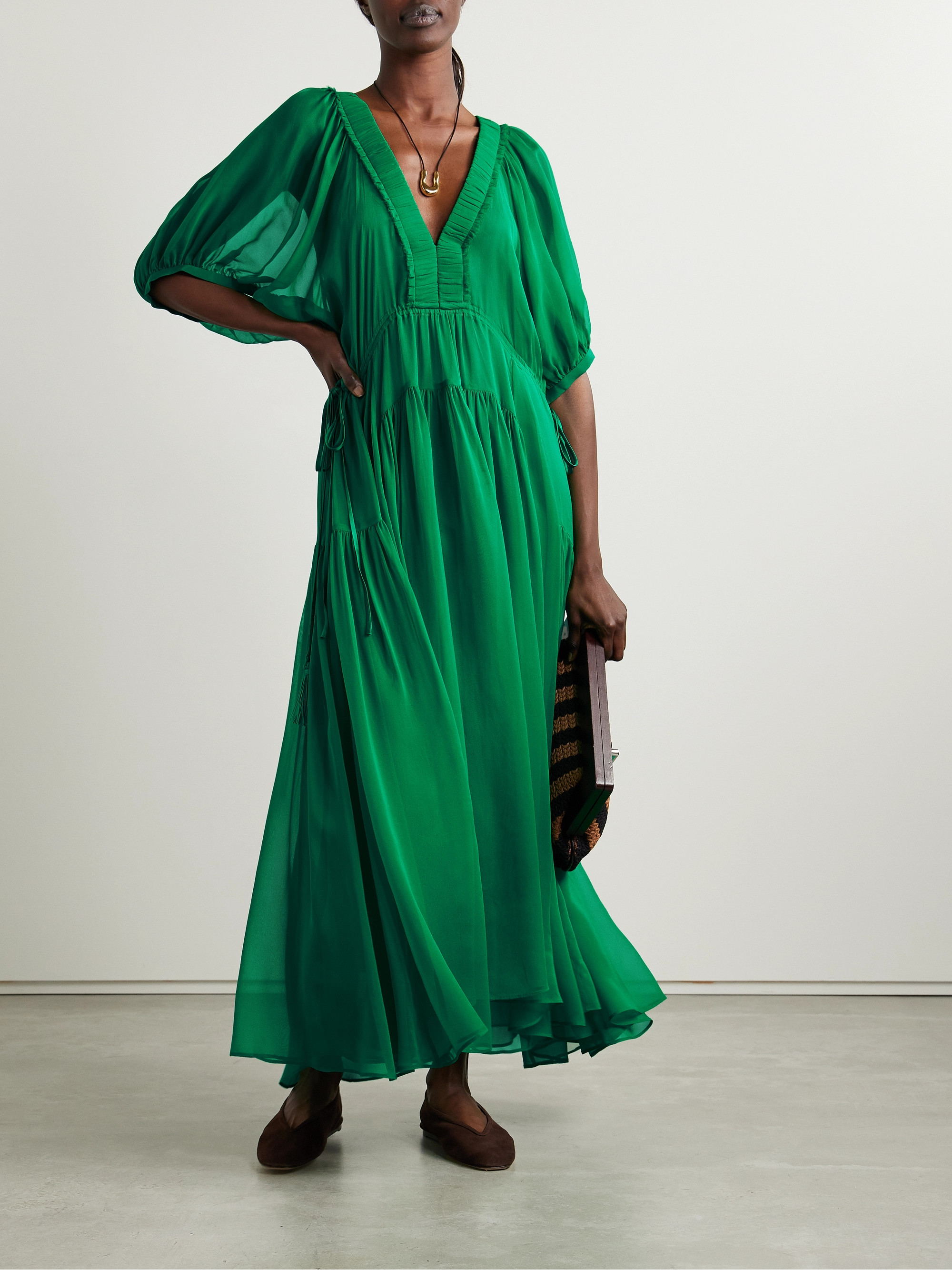 La Ligne Constance tiered silk-chiffon maxi dress